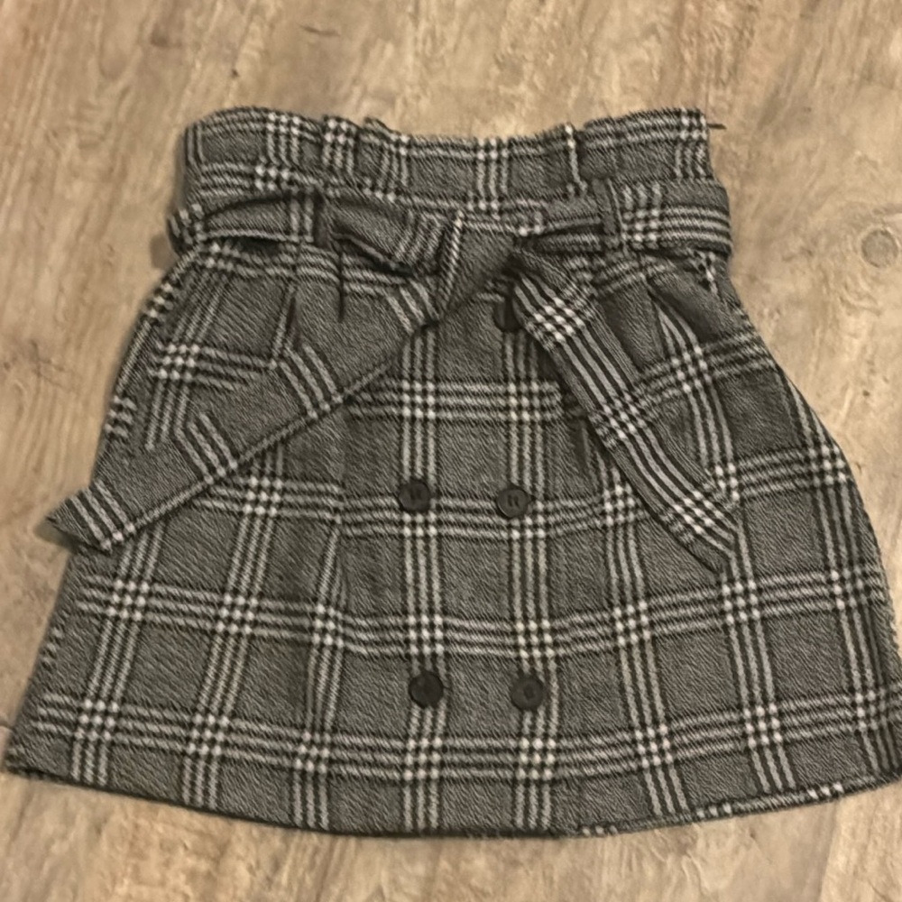 Mustard Seed Black and White Plaid Skirt with Faux Button Front Sz S